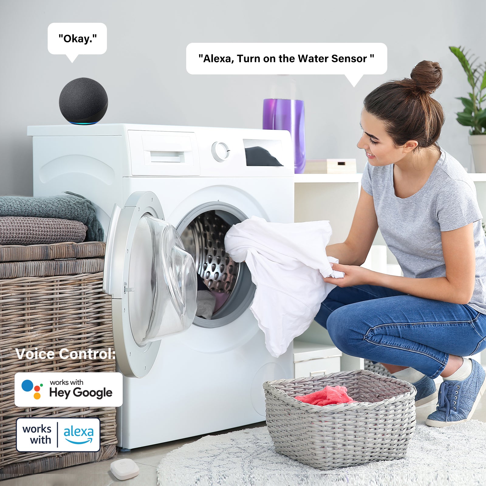 Monitor water levels and detect leaks anywhere with the Sengled Smart Water Sensor. Receive alerts via the app and control Zigbee-enabled devices. Easy installation, compatible with smart hubs, and no hub required. Stay informed and secure your home from water damage.